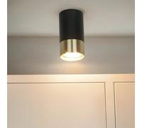Lampada Da Soffitto Spot Cilindro Ø 5,5Cm H: 10Cm Nero Oro GU10 Piccola A Muro