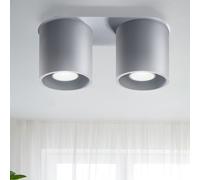 Lampada Da Soffitto Spot Grigia In Alluminio Per Soggiorno 2 Fiamme GU10 [EEK: Non valutato]