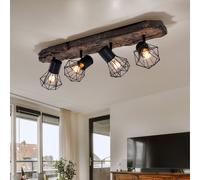 Lampada Da Soffitto Spot In Legno Nero Con Paralumi E27 L 78Cm [EEK: Non valutato]