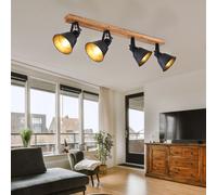 Lampada Da Soffitto Spot Regolabile In Legno Nera E27 L 82Cm [EEK: Non valutato]