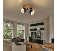 Lampada Da Soffitto Spot Regolabile Lampada In Legno 2 Fiamme L 30,5 Cm [EEK: Non valutato]