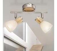 Lampada Da Soffitto Spot Striscia Legno Vetro Opale Regolabile [EEK: Non valutato]