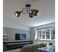 Lampada Da Soffitto Spotronde In Metallo Nero E Dorato Con Foglia D'Oro 3x E14 [EEK: Inaditato]