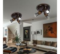Lampada Da Soffitto Spotronde Striscia Orientabile Legno Ottone E14 Set Di 2 [EEK: Non valutato]