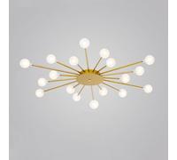 Lampada da soffitto Sputnik di metà secolo, moderna lampada da soffitto semi-incasso in oro, lampada da soffitto lineare a forma di stella, lampada da soffitto a 18 luci con paralume in vetro satinato