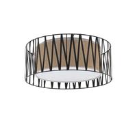 Lampada Da Soffitto Stoffa Acciaio Nera E27 4-fiamma Naturale B:50 cm