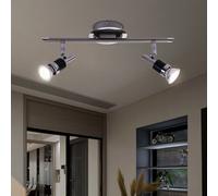 Lampada Da Soffitto Striscia Di Fari 2xGU10 Regolabile Acciaio Nero L 38 Cm