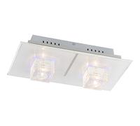 Lampada da soffitto telecomandata plafoniera in vetro lampada da soggiorno lampada cromata lampada da camera da letto, 24x LED decorativi a colori, 2x prese G4, LxLxH 40x20,5x12,5cm