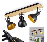 Lampada da soffitto Tina, lampada da soffitto moderna in metallo/legno in nero/cromo/oro/natura, lampada dal design retrò/vintage con paralume regolabile ed effetto luce, 3 x E14, senza lampadina/e