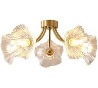 Lampada da soffitto vintage a 3 luci in vetro e rame, con fiore di loto, vicino al soffitto, lampadario Sputnik in ottone, illuminazione moderna di metà secolo per camera da letto, soggiorno, sala da
