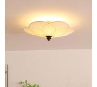 Lampada da soffitto vintage fiori oro E27 Lampada da soffitto Mid Century con paralume in tessuto bianco Lampadario creativo Boho 3000K/4500K/6000K per camera da letto soggiorno cucina