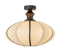 Lampada da Soffitto Vintage Retrò Di Metà Secolo, Paralume a Lanterna in Tessuto Pregiato Realizzato a Mano, Raffinato Accento con Venature Del Legno Di Noce, Calda Luce D'Atmosfera per Soggiorno e Ca