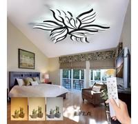 Lampada da Soggiorno Moderna Plafoniera A LED Lampada da Soffitto Dimmerabile con Telecomando Nero Illuminazione di Design A Petalo Creativo Paralume in Acrilico per Cam, Black, 9 Heads,90W,85cm