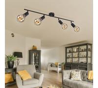 Lampada da Soggiorno Plafoniera Metallo Nero Vintage 4 Fiamma E27 [EEK: Non valutato]