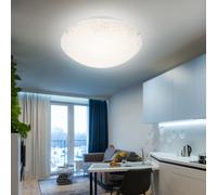 Lampada da Soggiorno Plafoniera Metallo Vetro Fantasia Bianco LED D 25cm