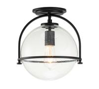 Lampada da Soggiorno Plafoniera Nero Acciaio Vetro D 28,2 CM 1-Flammig