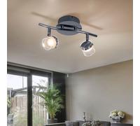 Lampada da Soggiorno Plafoniera Vetro Satinato Argento Mobile 2x LED