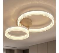 Plafoniera Lampada da Soggiorno Luce Sala Pranzo LED Sabbia Bianco Chiaro Anelli [EEK: F]