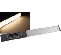 Lampada da sottopensile a LED "Arusha", lunghezza 60 cm, alluminio e plastica, corpo nero, con USB C, luce bianca calda, interruttore della luce separato