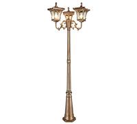 Lampada da Strada a Palo Alto Impermeabile E27 a 2 Luci,Da da Esterno Europea,Da a Colonna, Lanterna in Vetro Anticato Vittoriana,Da da Terra in Alluminio, Lampida Giardino, Prato, Villa,De a Paletto/