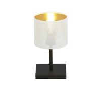 Lampada Da Tavolo 1 Luce Cigno In Acciaio Bianco E Paralume A Cilindro Oro [EEK: A++]