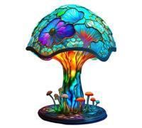 Lampada da tavolo a forma di fungo in resina colorata, altezza 15 cm, 30 cm, luce notturna, ricaricabile tramite USB, lampada da comodino per camera da letto, soggiorno, casa, ufficio, decorazione S
