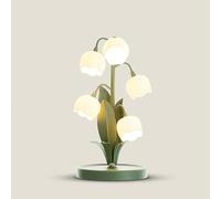 Lampada da tavolo a forma di orchidea, lampada da tavolo con fiori di mughetto, stile classico cottage floreale, paralumi in vetro per soggiorno, lampada da comodino per camera da letto, soggiorno,