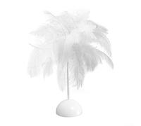 Lampada da tavolo a forma di piuma, per camera da letto, comodino, luce notturna con parte superiore in piuma e base in plastica, 9 x 21,8 cm, bianca o rosa, lampada decorativa da scrivania per la