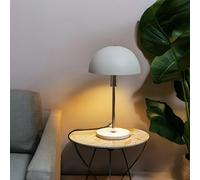 Lampada da tavolo a fungo | altezza 36 cm, Ø 20 cm | lampada da scrivania per l'ufficio con interruttore e base in travertino | come lampada da comodino, accessorio per l'ufficio | colore nero/argento