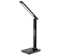 Lampada Da Tavolo A LED Ares Con Caricatore Wireless E Orologio, Nera - GROOV-E