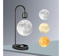 Lampada da tavolo a LED con stampa 3D con telefono wireless Charr - Lampada da tavolo galleggiante rotante a 360° per fidanzata, mamma, compleanno, ufficio (nero C)