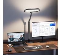 Lampada da tavolo a LED di alta qualità per casa e ufficio, doppia luce laterale con manopola telecomando, dimmerazione continua e colore, memoria, lampada da tavolo in metallo per zoom, studio