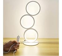 Lampada Da Tavolo A LED Dimmerabile 12W Lampada Da Scrivania Moderna Rotonda Lampada Da Comodino Moderna Per Soggiorno Camera Da Letto Ufficio Scaffale College Dormitorio,Bianca,tricolor light
