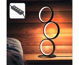 Lampada da tavolo a LED dimmerabile lampada da comodino moderna lampada da | scrivania nera a forma di anello Lampada da notte decorativa da 12 W con cavo da 2,9 m per camera da letto, soggiorno, studio
