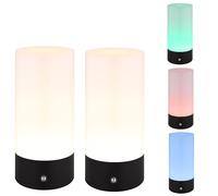 Lampada da tavolo a LED lampada da tavolo per esterni lampada da balcone per interni batteria ricaricabile touch dimmer USB nero cambio colore RGB, metallo, 1,8W 100lm bianco caldo, DxH 8,8x19 cm, set