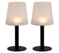 Lampada da tavolo a LED lampada solare lampada da giardino per esterni lampada da tavolo balcone IP44 batteria ricaricabile, plastica, LED bianco caldo, DxH 15x31 cm, set di 2