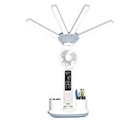 Lampada da tavolo a LED per casa e ufficio, lampade da scrivania con ventilatore, lampada da tavolo a quattro teste luminosa, lampada da tavolo pieghevole regolabile con orologio con data, penna a