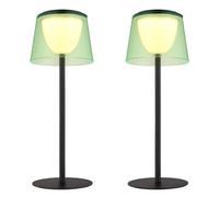 Lampada da tavolo a LED per esterni ricaricabile lampada da tavolo per interni esterni nera lampada da giardino touch dimmer USB, verde, metallo, 1,8W 150lm bianco caldo, DxH 13x34 cm, set di 2