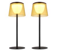 Lampada da tavolo a LED per esterni ricaricabile lampada da tavolo per interni esterni neri lampada da giardino touch dimmer USB, color pesca, metallo, 1,8W 150lm bianco caldo, DxH 13x34 cm, set di 2