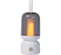 Lampada da tavolo a LED retrò con manico, luce notturna ricaricabile USB-C, luce notturna a luce calda, modalità fiamma tremolante per un'atmosfera accogliente e decorazione (bianco)