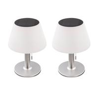 Lampada da tavolo a luce solare lampada da esterno lampada da terrazza lampada da tavolo per balcone, IP44 interruttore a batteria acciaio inossidabile bianco, 10x LED, PxA 19,5x28 cm, set da 2