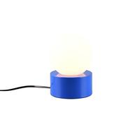 Lampada da tavolo a sfera blu, funzione touch, paralume in vetro bianco, diametro 12 cm, altezza 17 cm