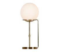 Lampada da tavolo a sfera - Ottone anticato e paralume in vetro opalino