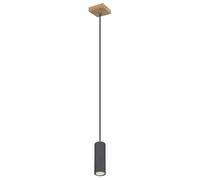 Lampada da tavolo a sospensione Lampada a sospensione, lampada a sospensione moderna, sospensione con elemento in legno, metallo, grafite, rotonda, 1x attacco GU10, LxLxH 9x9x120 cm