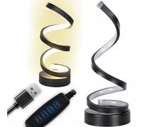 Lampada da tavolo a spirale LED 3 colori di luce USB nero