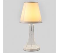 Lampada da tavolo Abat Jour a MINI SKY LED Batteria senza filo Piccola Sky Led diametro 12xh33cm cappellino in cotone e Bianco bianco