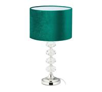 Relaxdays Lampada da Tavolo, Paralume in Velluto & Base in Cristallo, HxD: 47 x 26 cm, Abat-Jour Classica Salotto, Verde