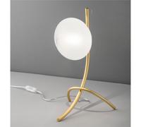 lampada da Tavolo, Abat-Jour struttura in metallo Oro Satinato MODELLO DOLCE Dimensioni 15xh 16 cm G9 1x Max 25 Watt 0,52 kg Diffusore in vetro bianco satinato oro