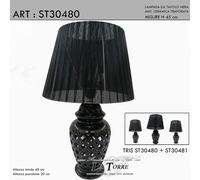 Lampada da tavolo abatjour H45 nera ceramica moderno classico lume ST30480