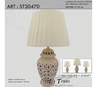 Lampada da tavolo abatjour H45 tortora ceramica moderno classico lume ST30470